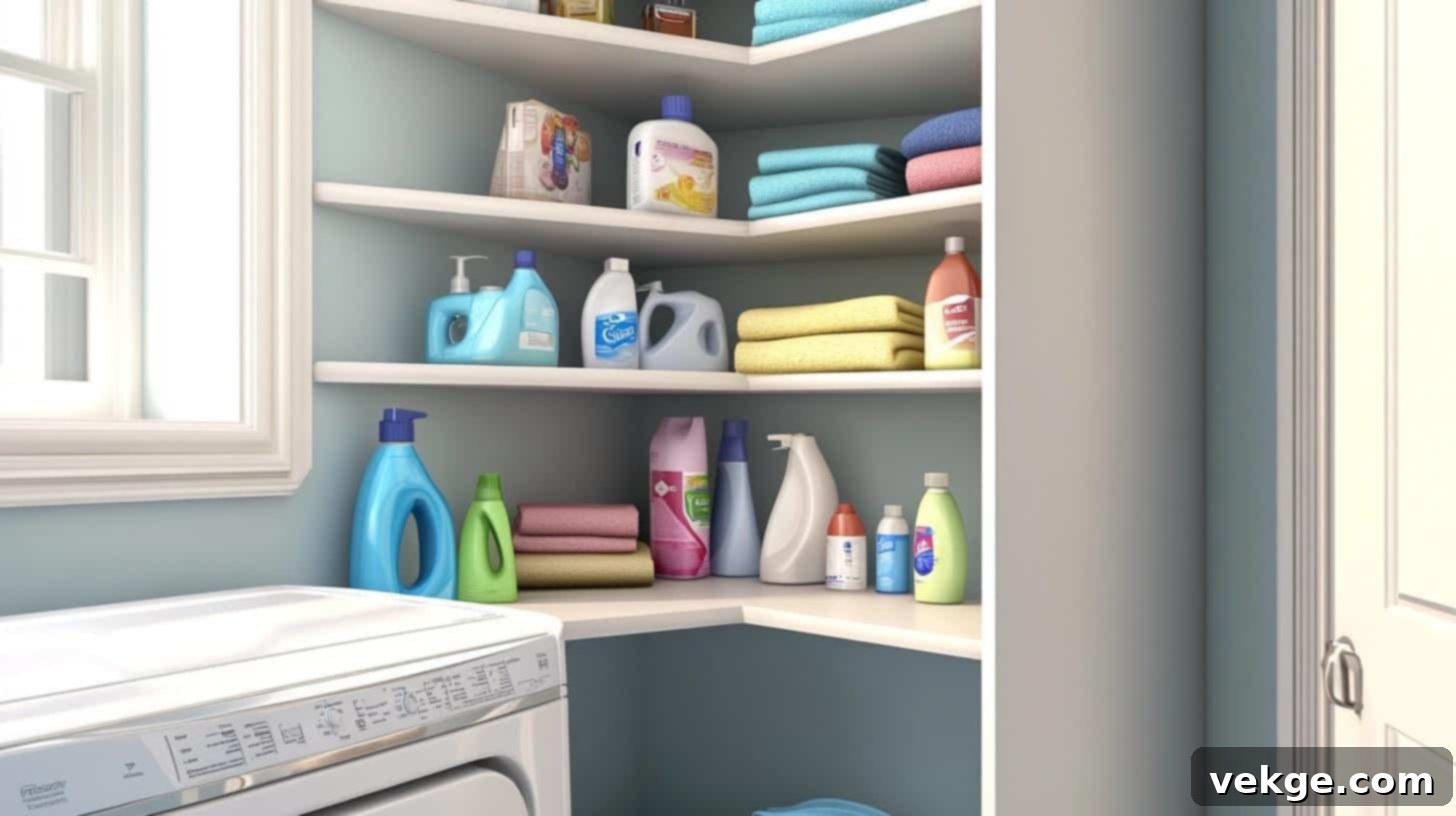 Corner Shelf Unit for Laundry Room Storage