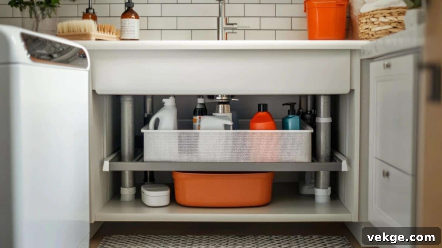 Under-Sink Storage Rack for Laundry Room