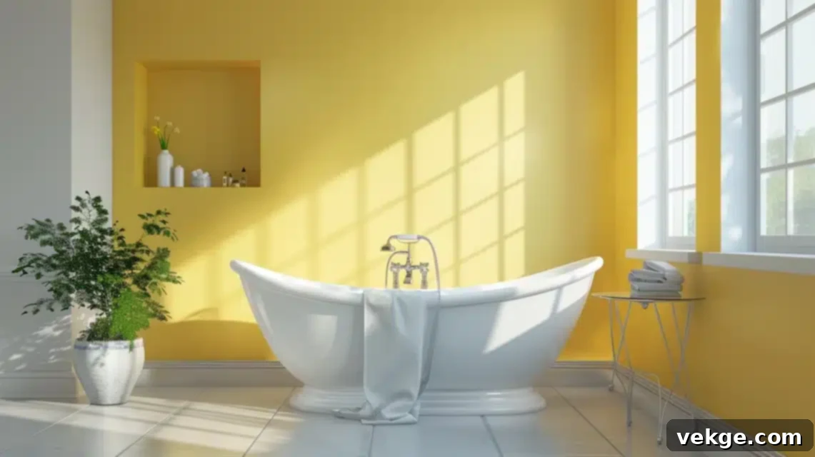 Small bathroom walls painted with high-gloss finish, reflecting light and enhancing space