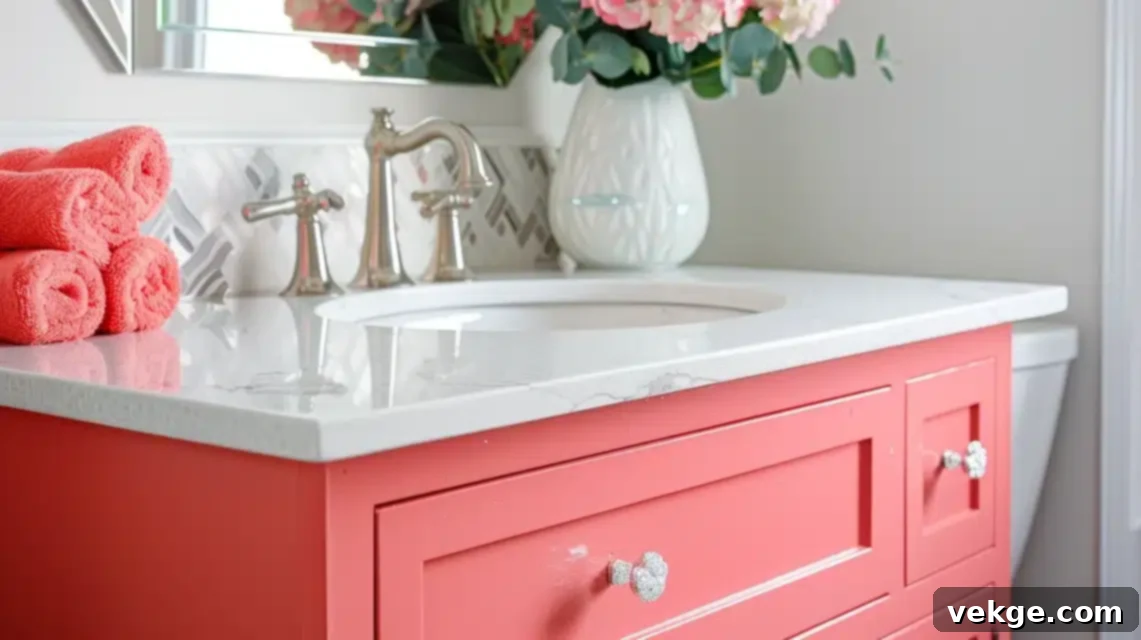 Bathroom vanity painted in a refreshing color, serving as a stylish focal point