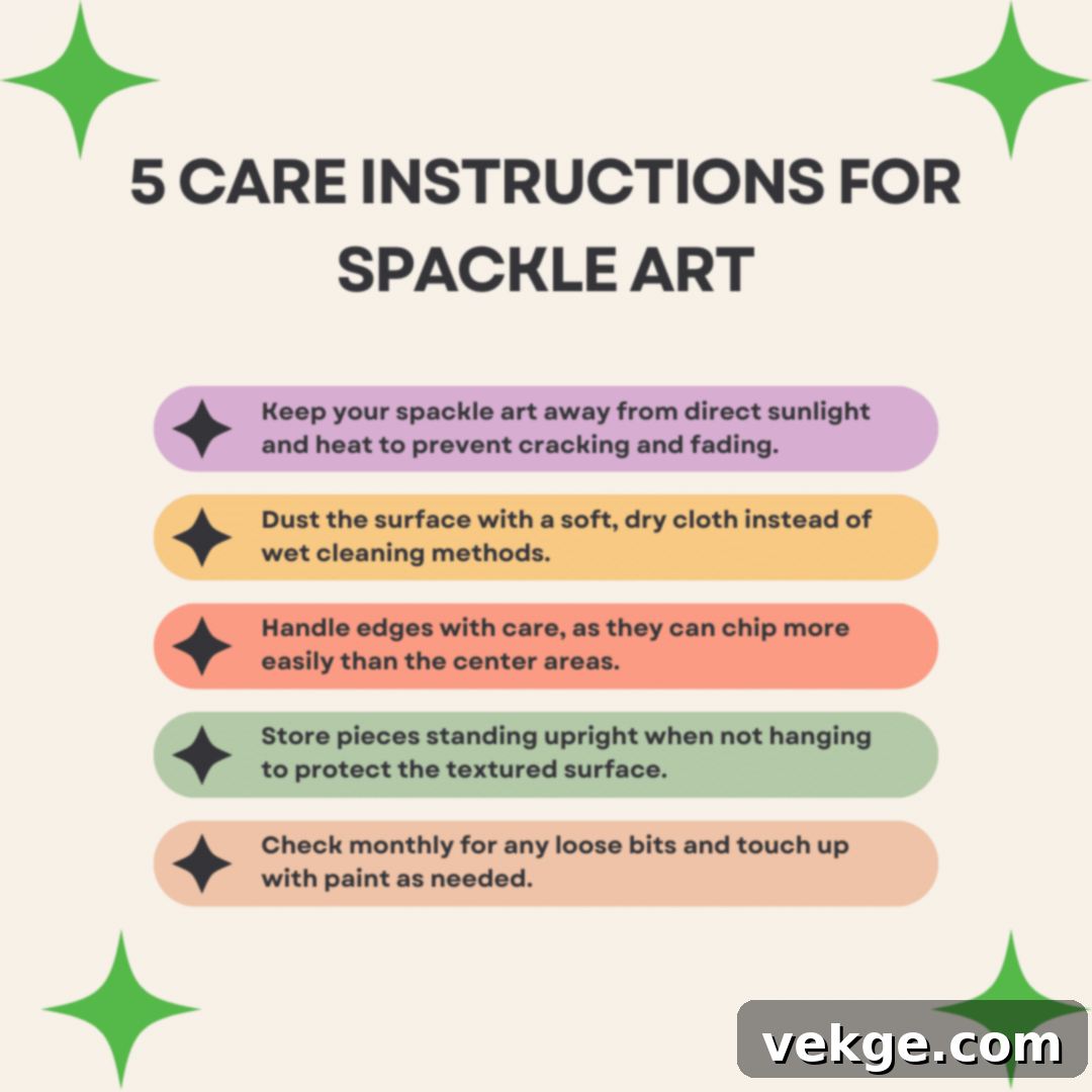 Spackle Art Care Instructions: Avoiding Moisture, Gentle Cleaning, and Proper Display