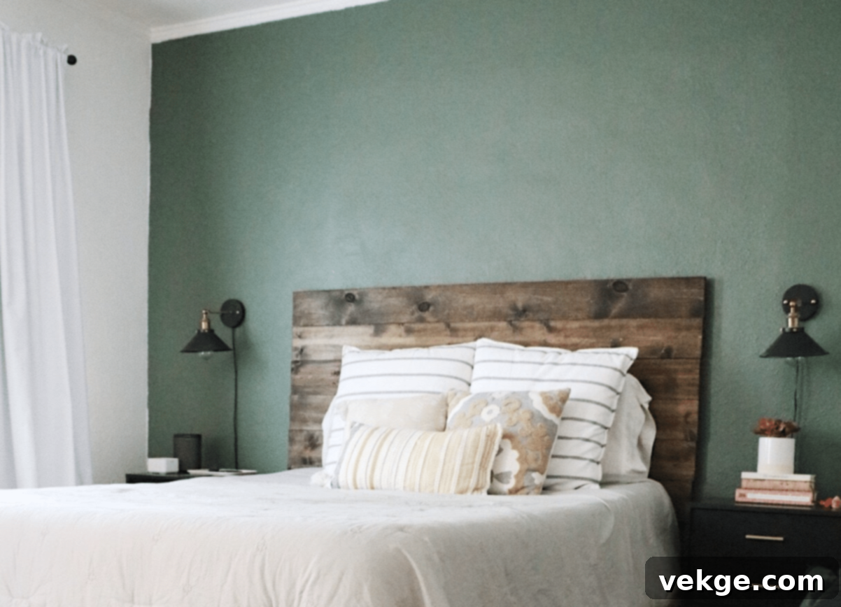 DIY_Moody_Green_Accent_Wall_In_Bedroom