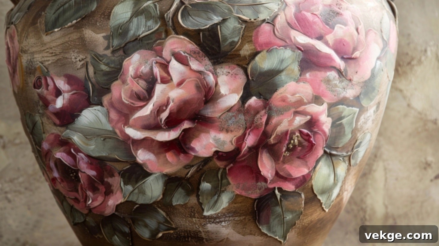 Painterly Roses and Leaves