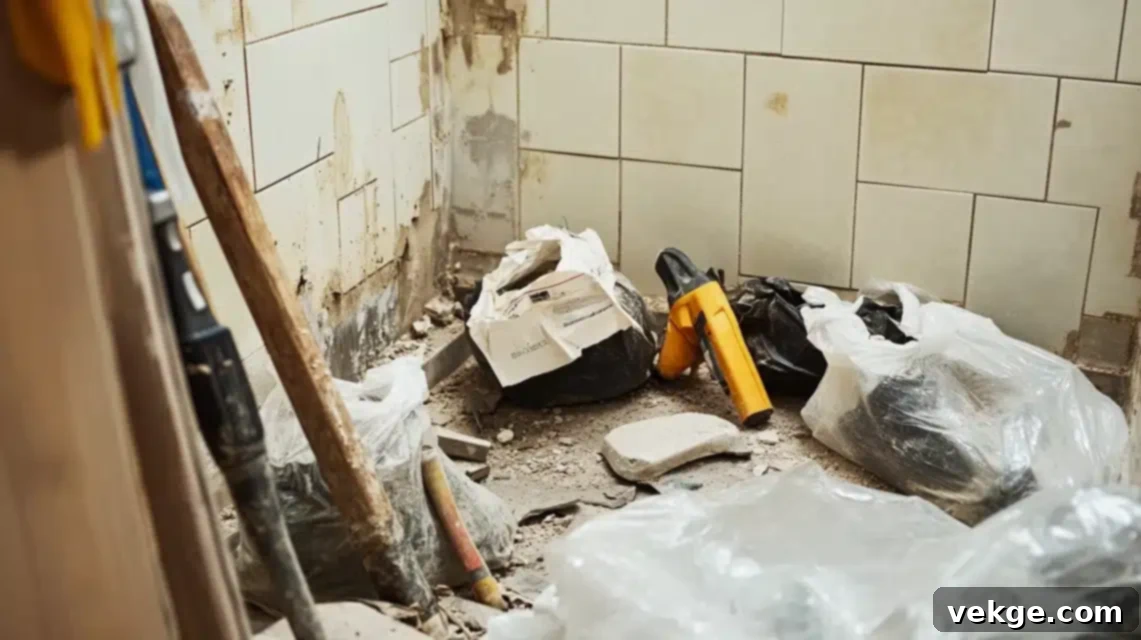 Demolition Phase of a Shower Remodel