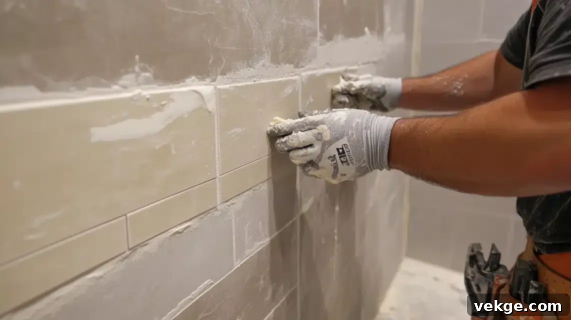 Tiling the Shower Walls and Floor