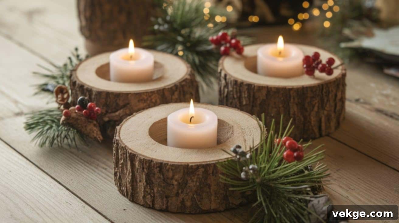 DIY Wooden Candle Holders - Rustic wood accent pieces