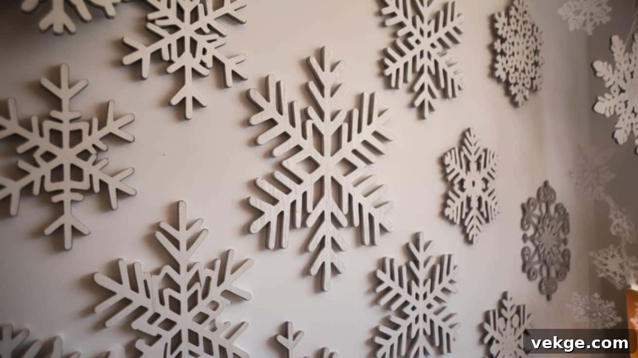 Wooden Snowflake Wall Art - DIY winter home decor