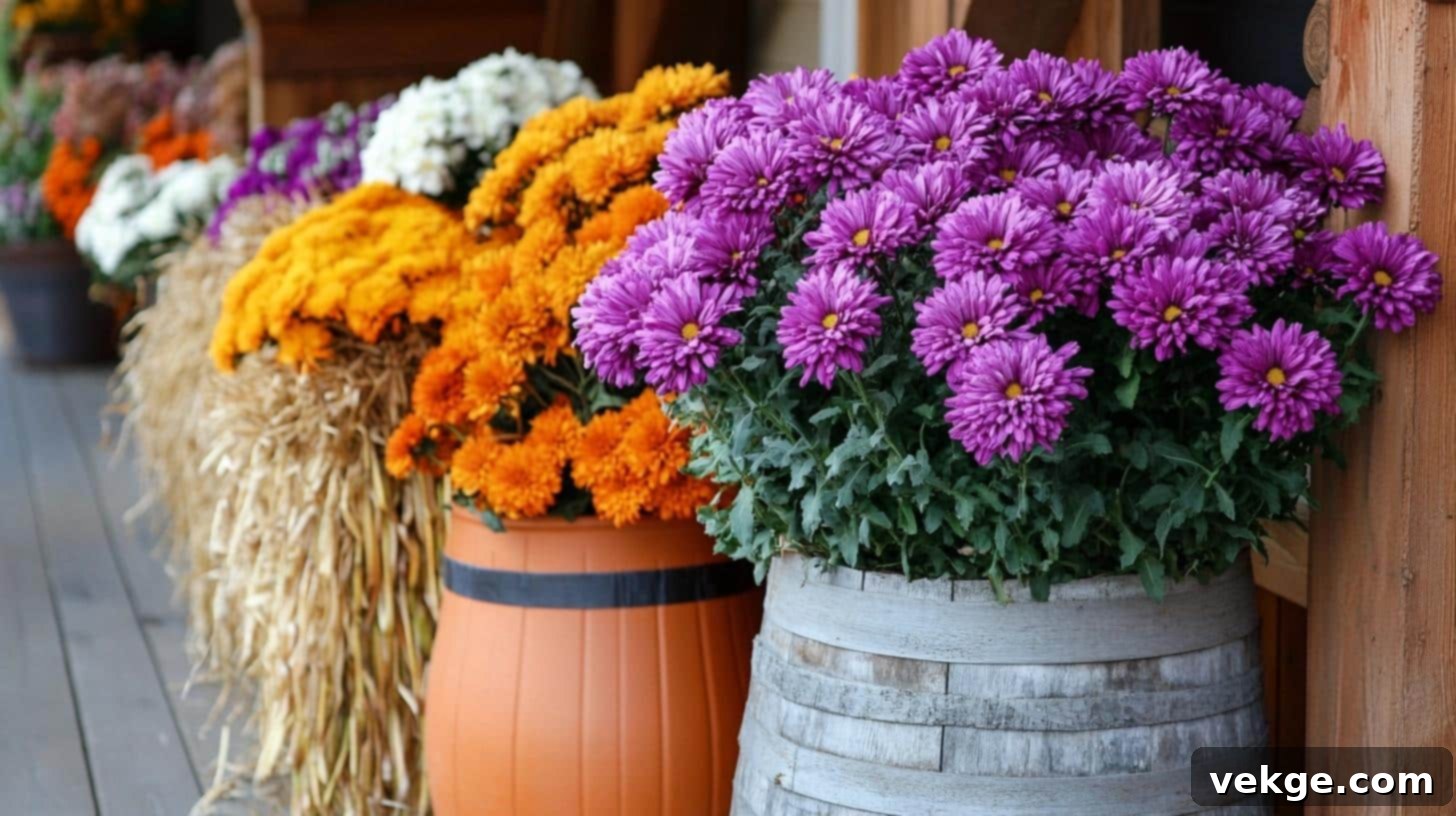 Mums and Cornstalk Combo for a classic autumn porch display