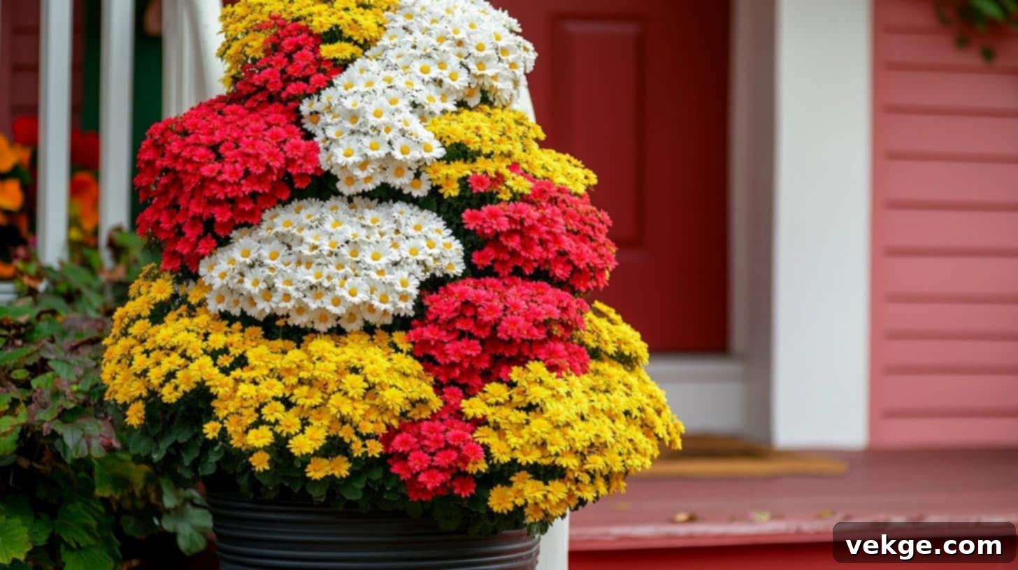 Mum Topiary for a formal and structured porch entrance