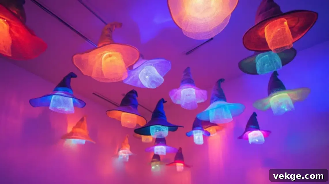 Floating Witch Hat Installation - Magical Hanging Witch Hats for Halloween
