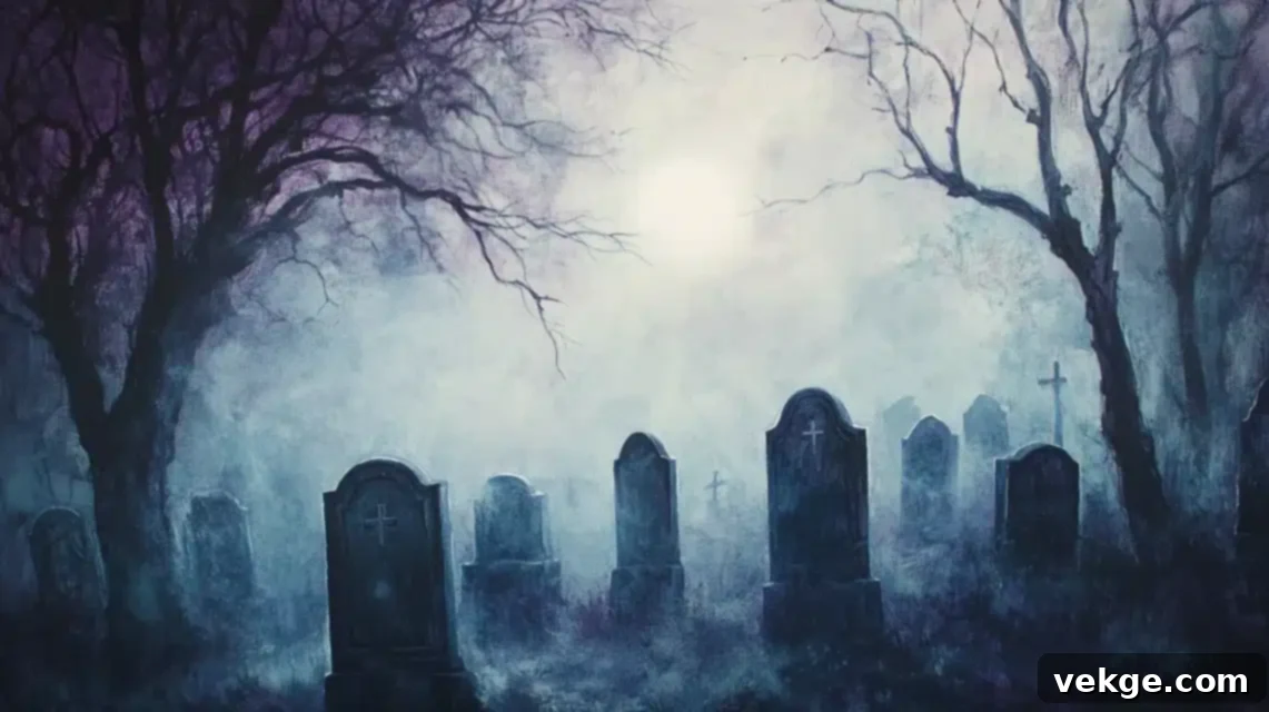Misty Cemetery Scene