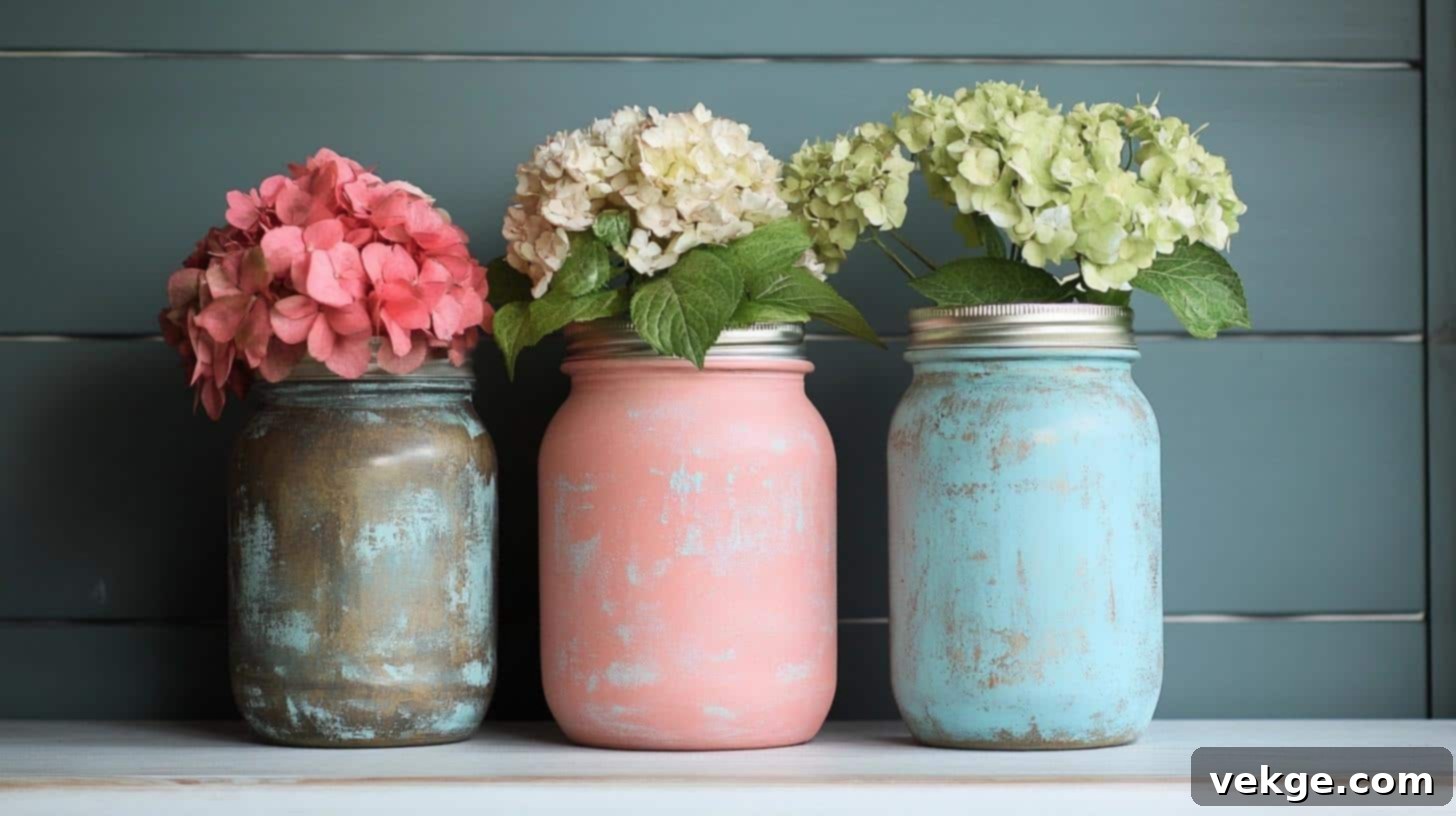 Chalk Painted Mason Jars Decor