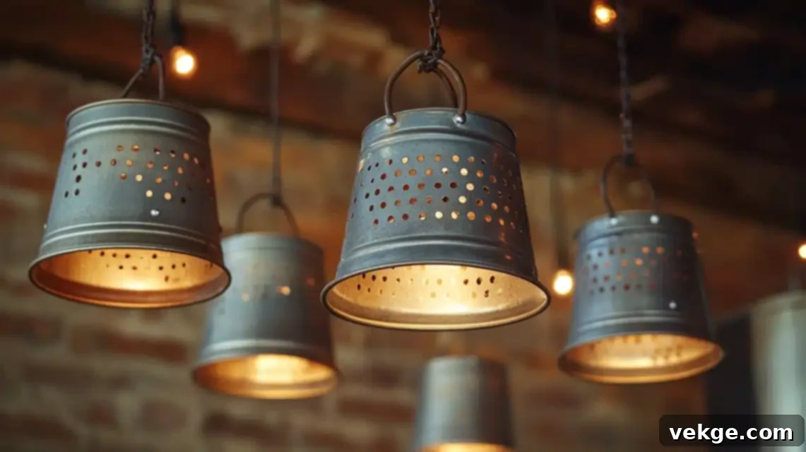 Rustic Light Fixture - Upcycled Bucket Pendant