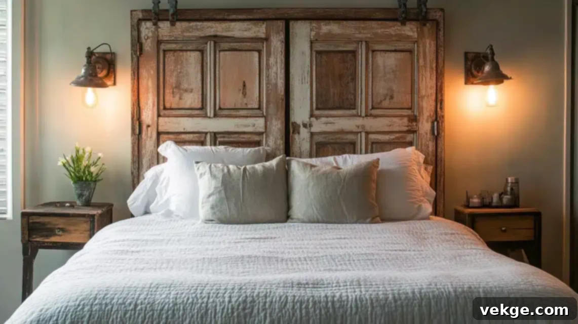 Vintage Door Headboard - Upcycled Bedroom Decor