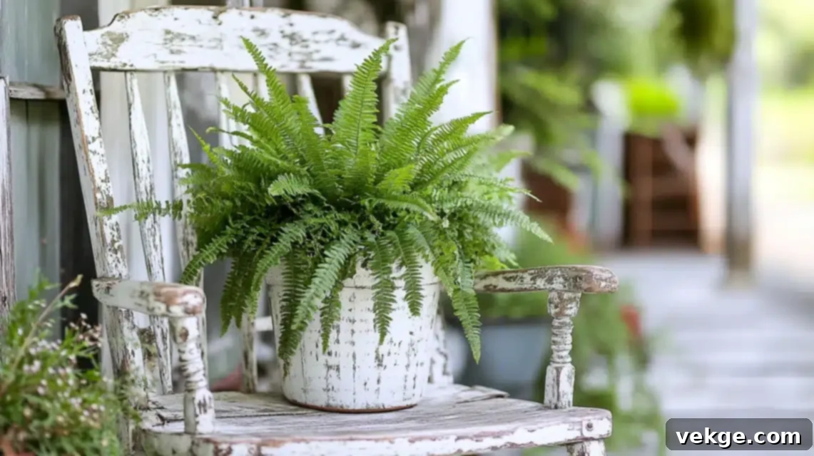 Vintage Chair Planter with Ferns