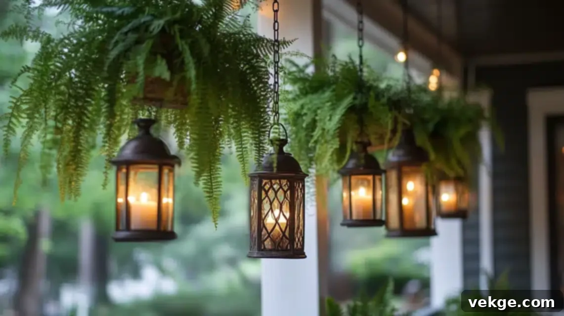 Hanging Fern and Lantern Pairing