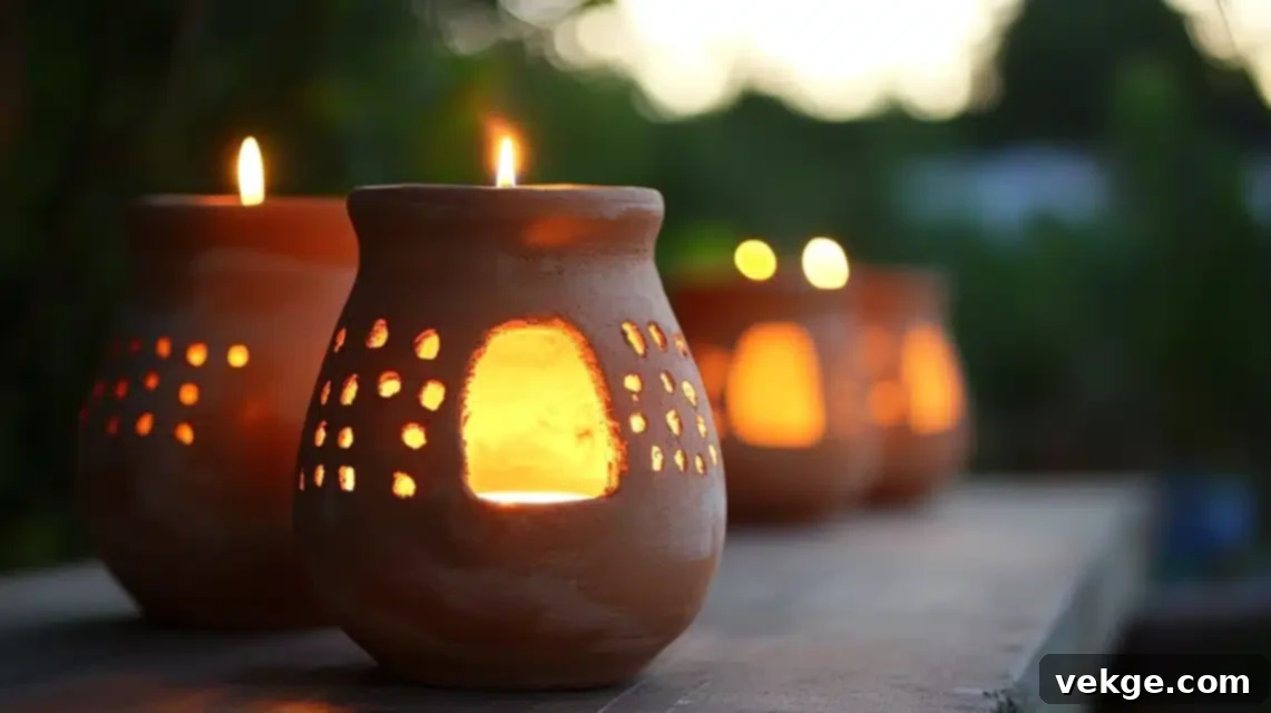 Rustic DIY Clay Pot Table Light with LED set