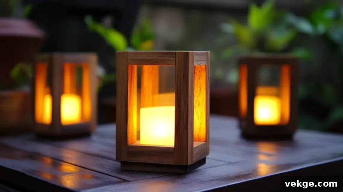 Handcrafted Wooden Box Light Stand with LED strip