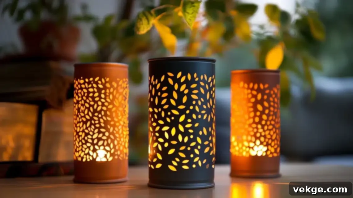 Homemade Tin Can Glow Lamp for budget-friendly lighting