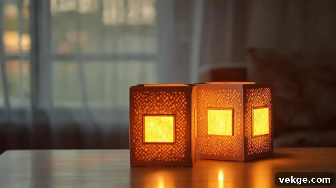DIY Cardboard Box Lamp with custom cut-outs