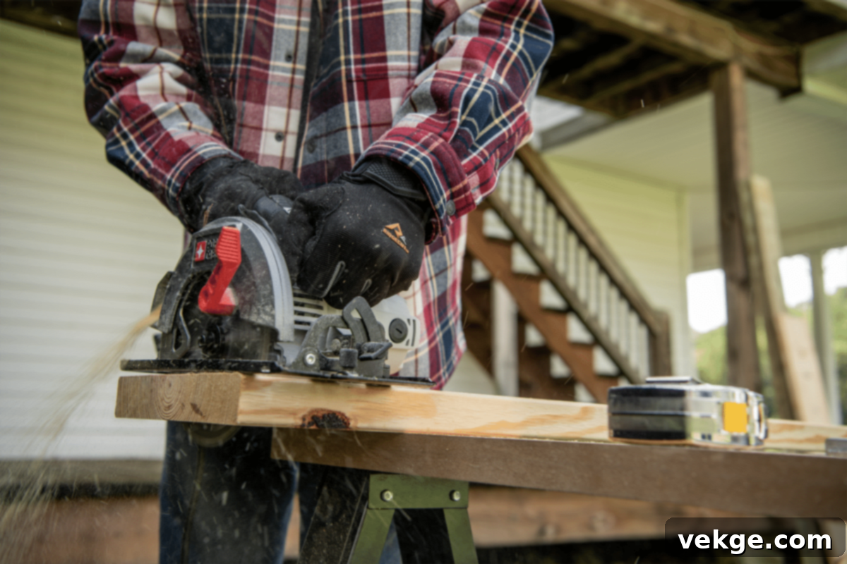 Circular saw, a handheld power tool for fast and accurate straight cuts in wood, ranging $60-$200.