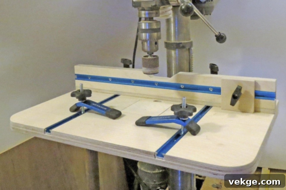 Drill press, a fixed drilling machine for precise and repeatable holes in woodworking, ranging $150-$500.