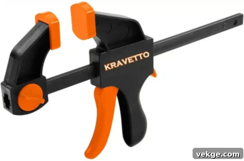 Bar clamps, long clamps for large woodworking projects like panel gluing and wide boards, priced $15-$50.