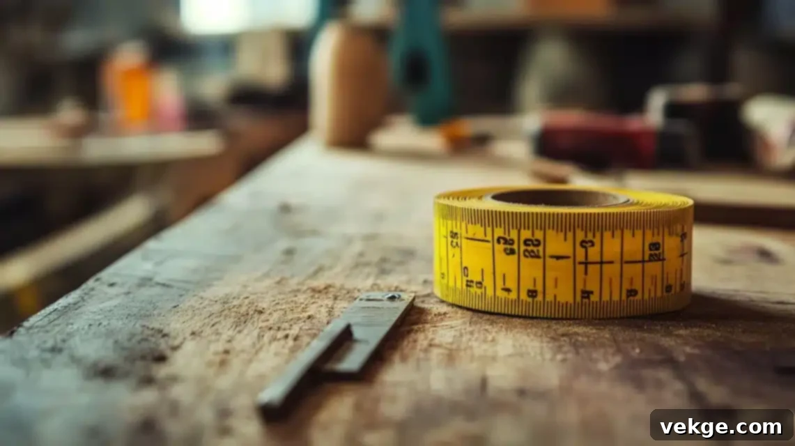Measuring tape, a flexible ruler for accurate woodworking measurements and marking, priced between $5 and $25.