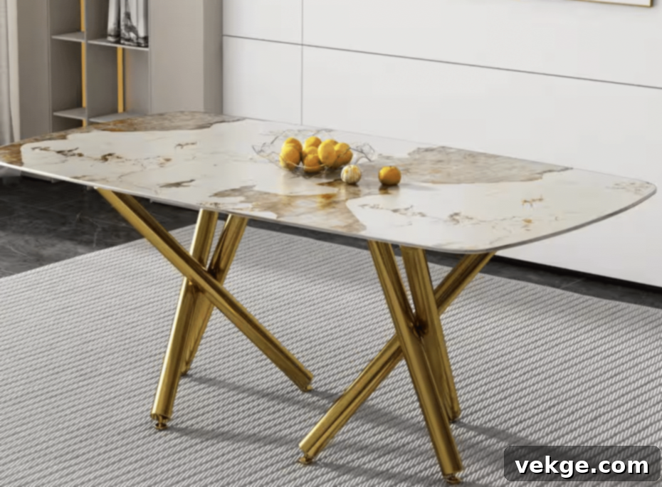 Modern_Rectangle_White_Faux_Marble_Pedestal_Dining_Table
