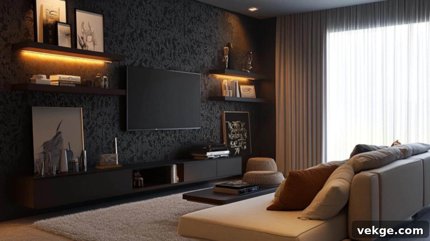 Bold Accent Wall for a focal point in media rooms