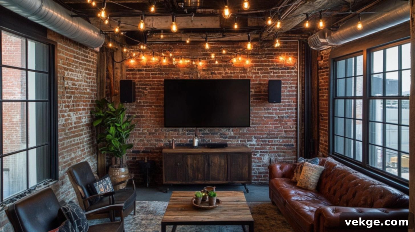 Rustic Industrial Theme for modern media rooms
