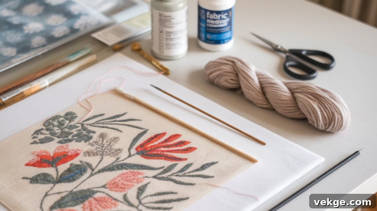 A Step-By-Step DIY Tapestry Crafting Guide showing hands working on a stitched tapestry project