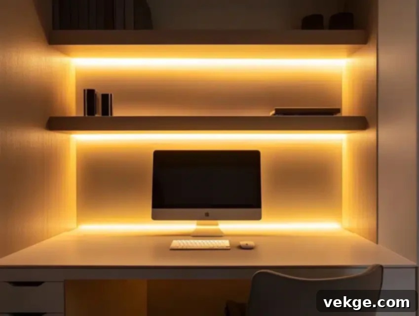 Modern Built-In Desk with LED Lighting