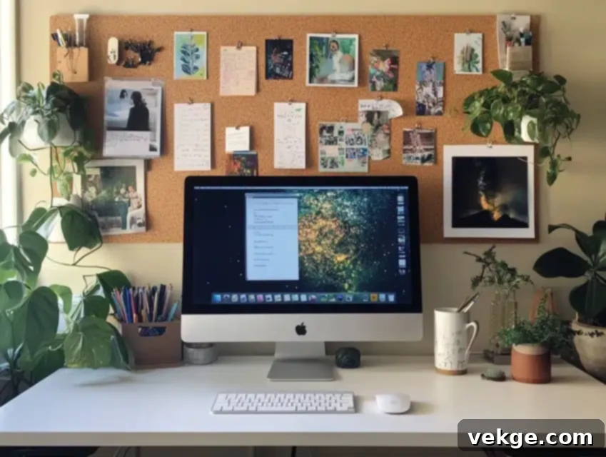 Built-In Desk with Corkboard Panel