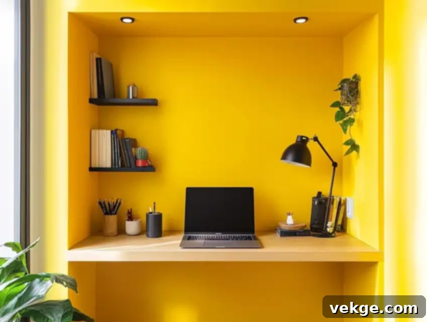 Desk with Bold Accent Wall