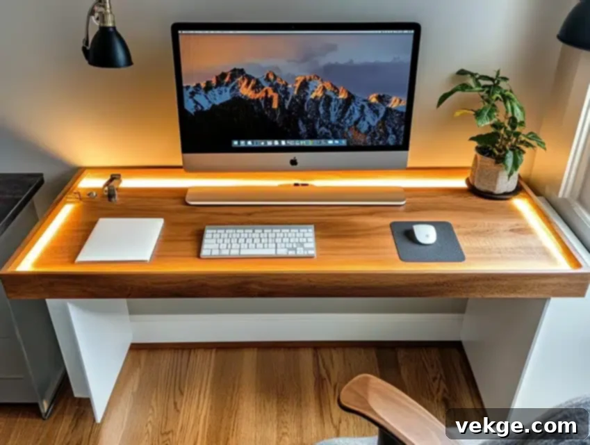 Custom Desk with Built-In Monitor Shelf