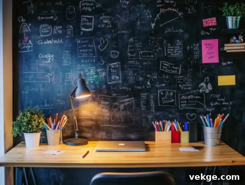 Desk with Chalkboard Backdrop