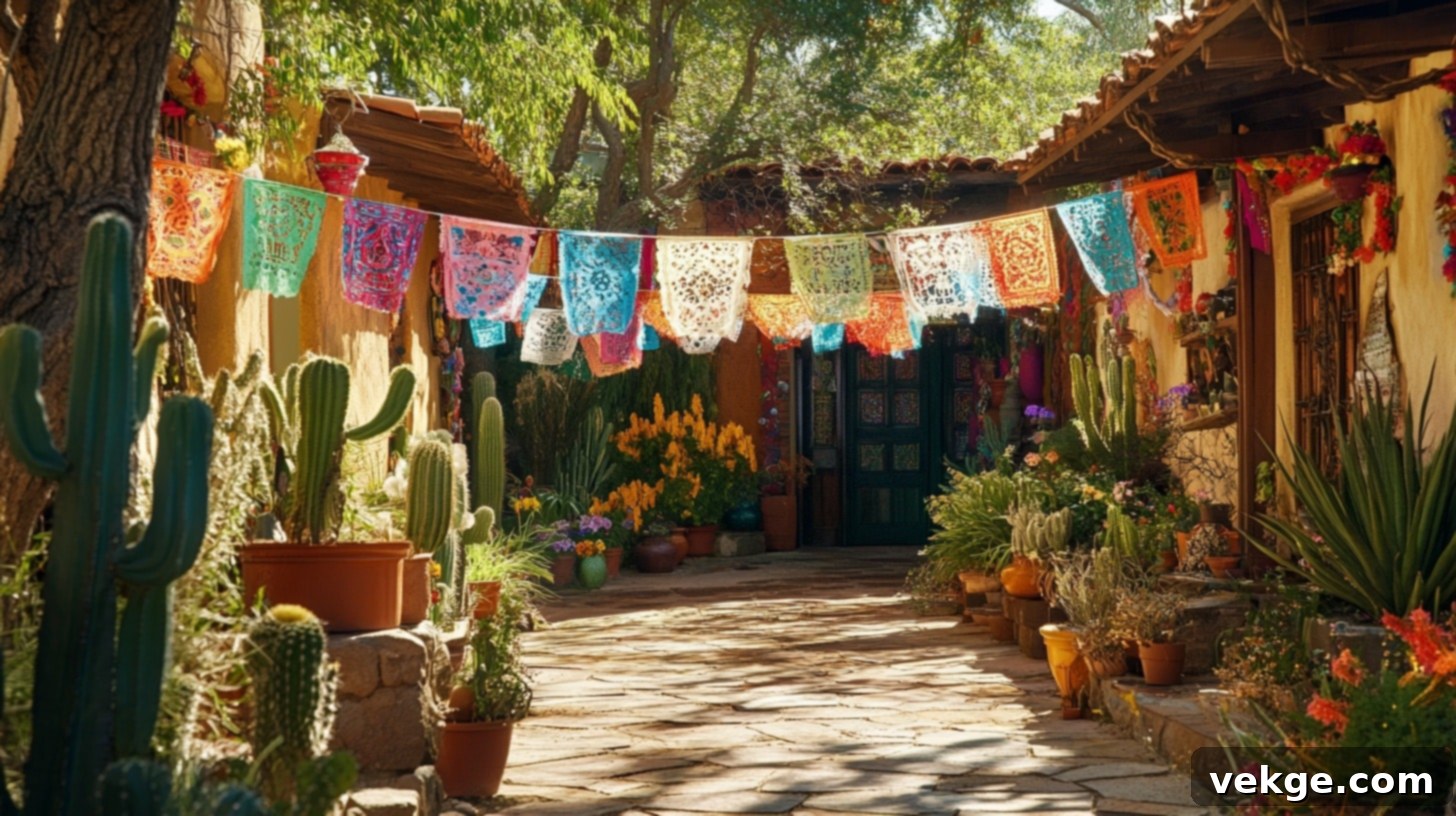 Decorated Entrance with Fiesta Flags