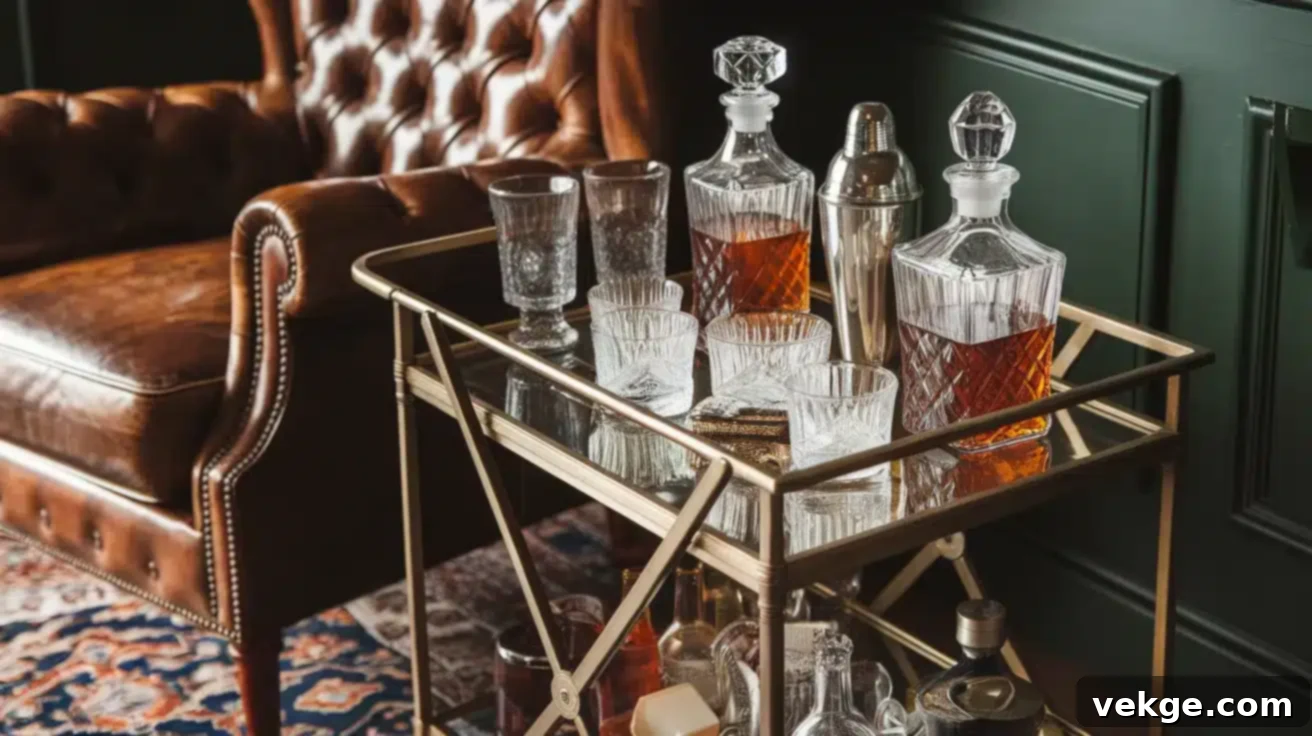 Vintage Crystal Decanters and Bar Carts