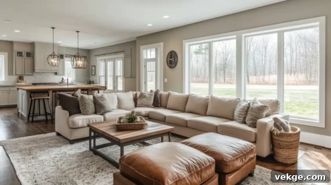 Agreeable Gray Living Room with warm wood tones and inviting furniture