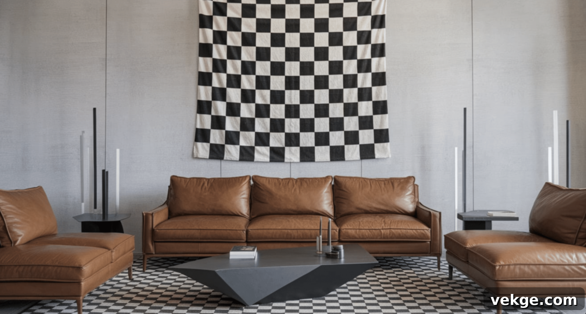 Checkered Rug as Wall Tapestry