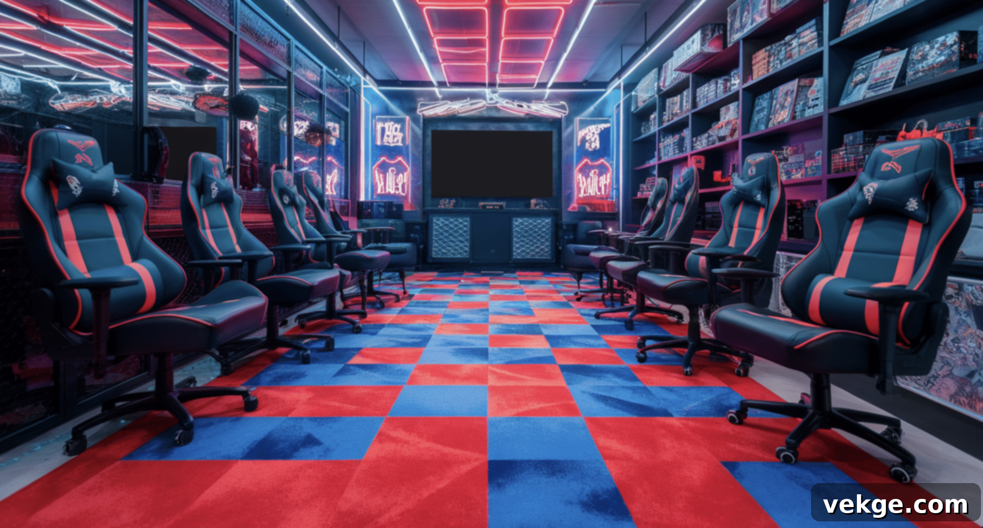 Checkerboard Rug in Game Room