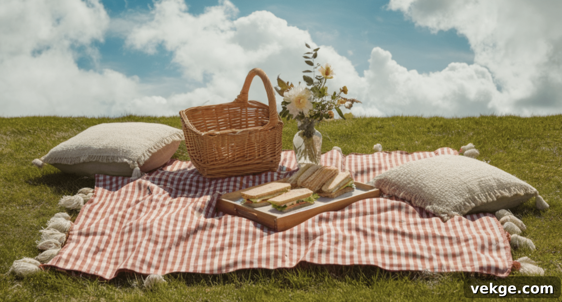 Lightweight Checkered Rug for Vintage Picnic