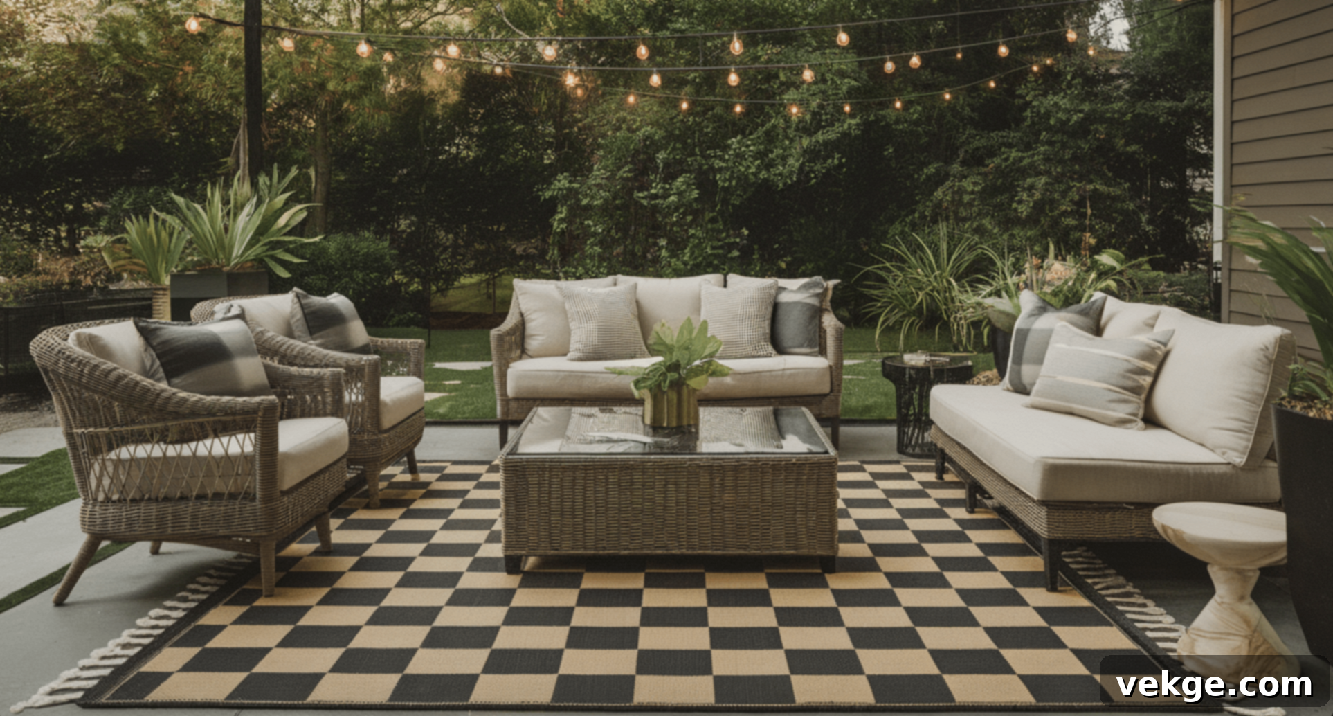 Outdoor Checkerboard Patio Rug