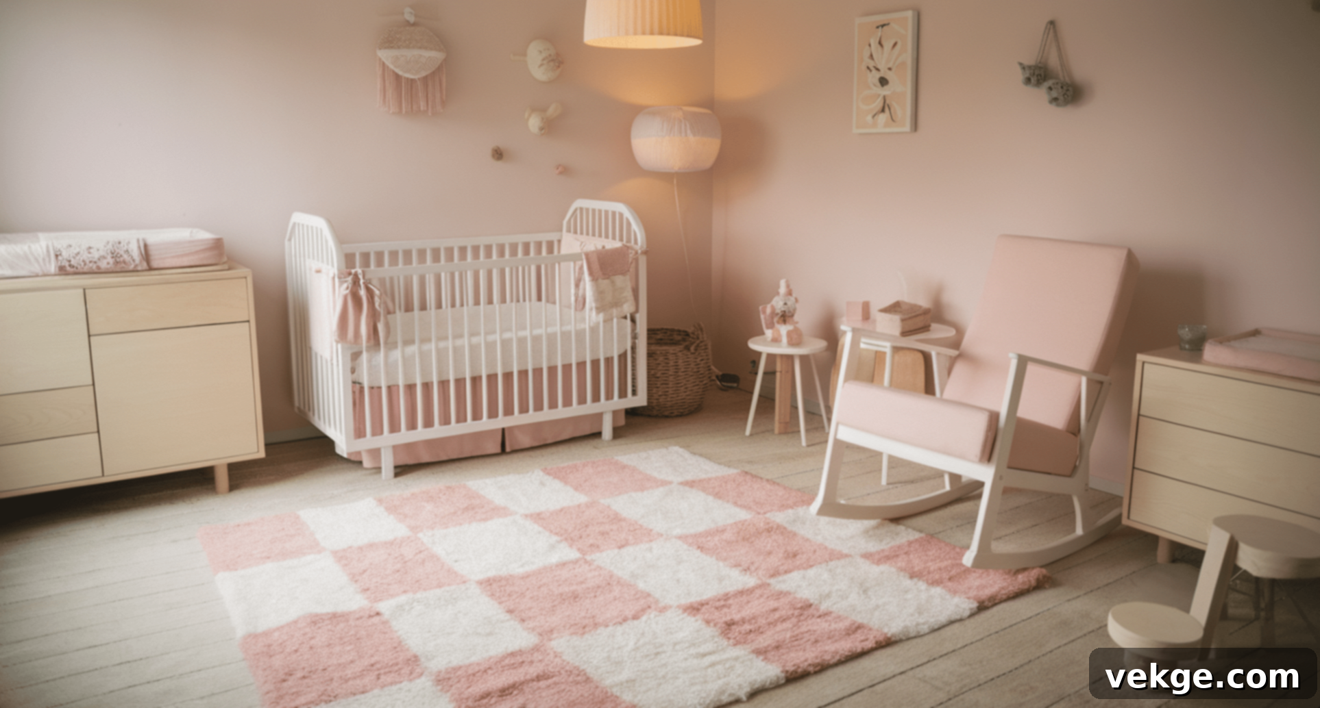 Pastel Checkered Rug in Nursery