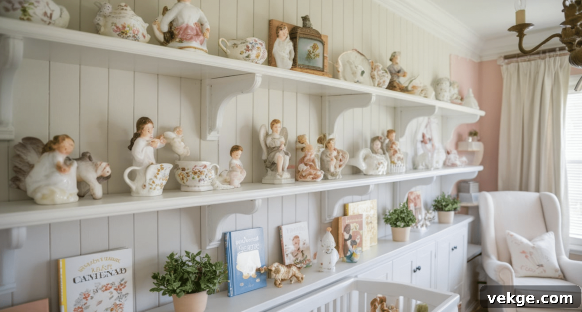 Porcelain Figurines on Shelves