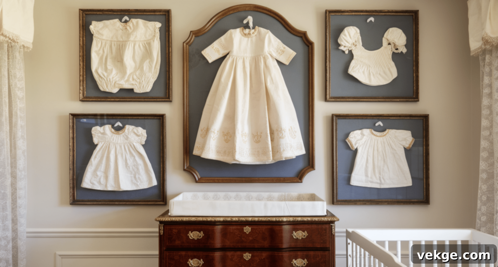 Framed Vintage Baby Clothes