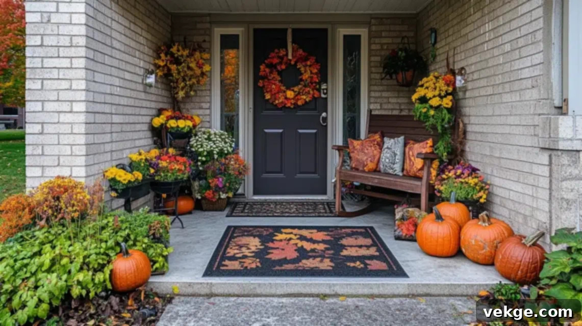 Front Porch adorned with fall decor