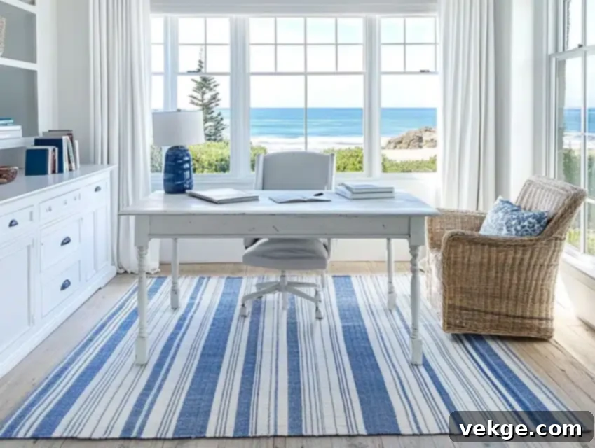 Coastal Blue and White Rug