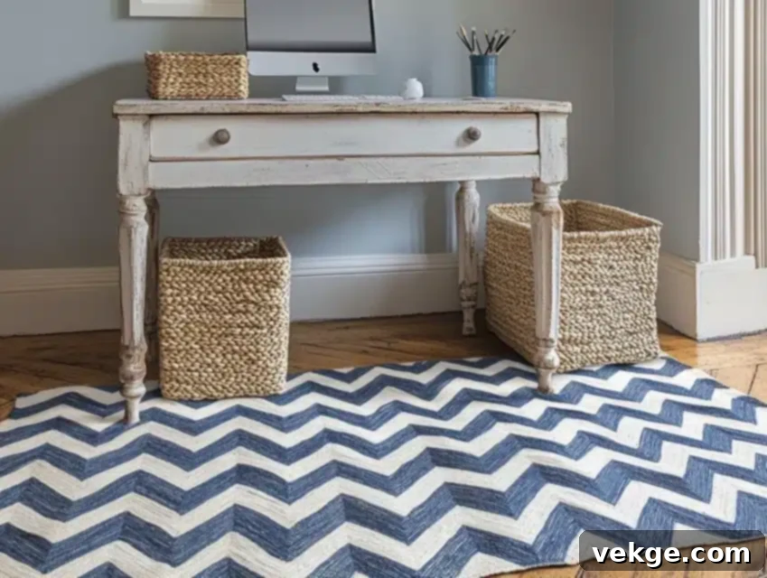 Chevron Striped Dhurrie Rug